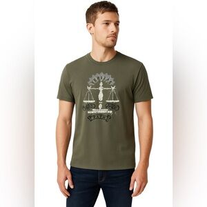 Express Graphic Tee Gray Scales of Justice Balance Print T-Shirt Size Small